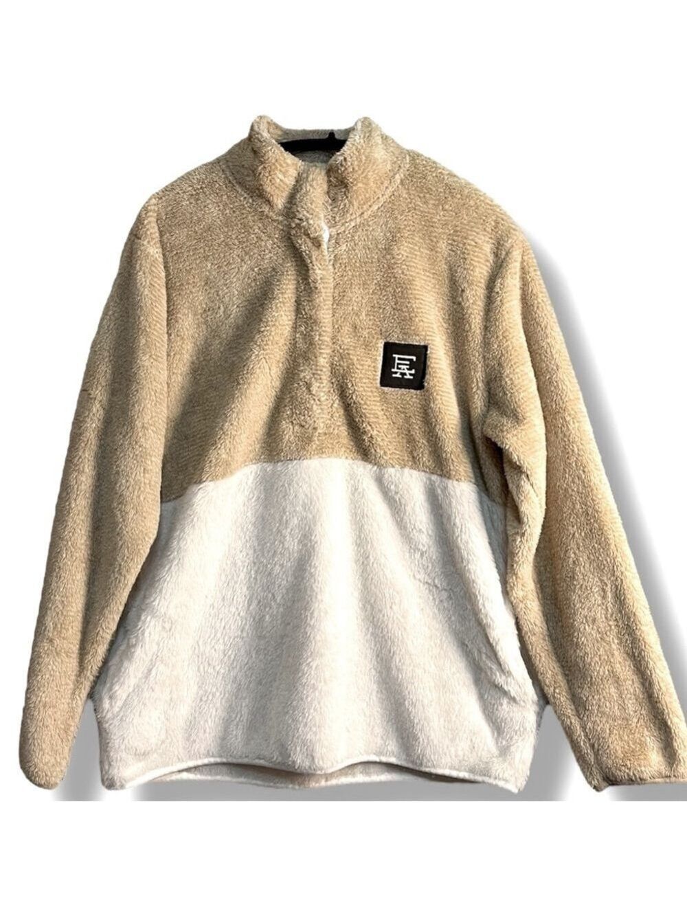 Fleece Pullover Camel and Cream Women's Size Large - Picture 3 of 12